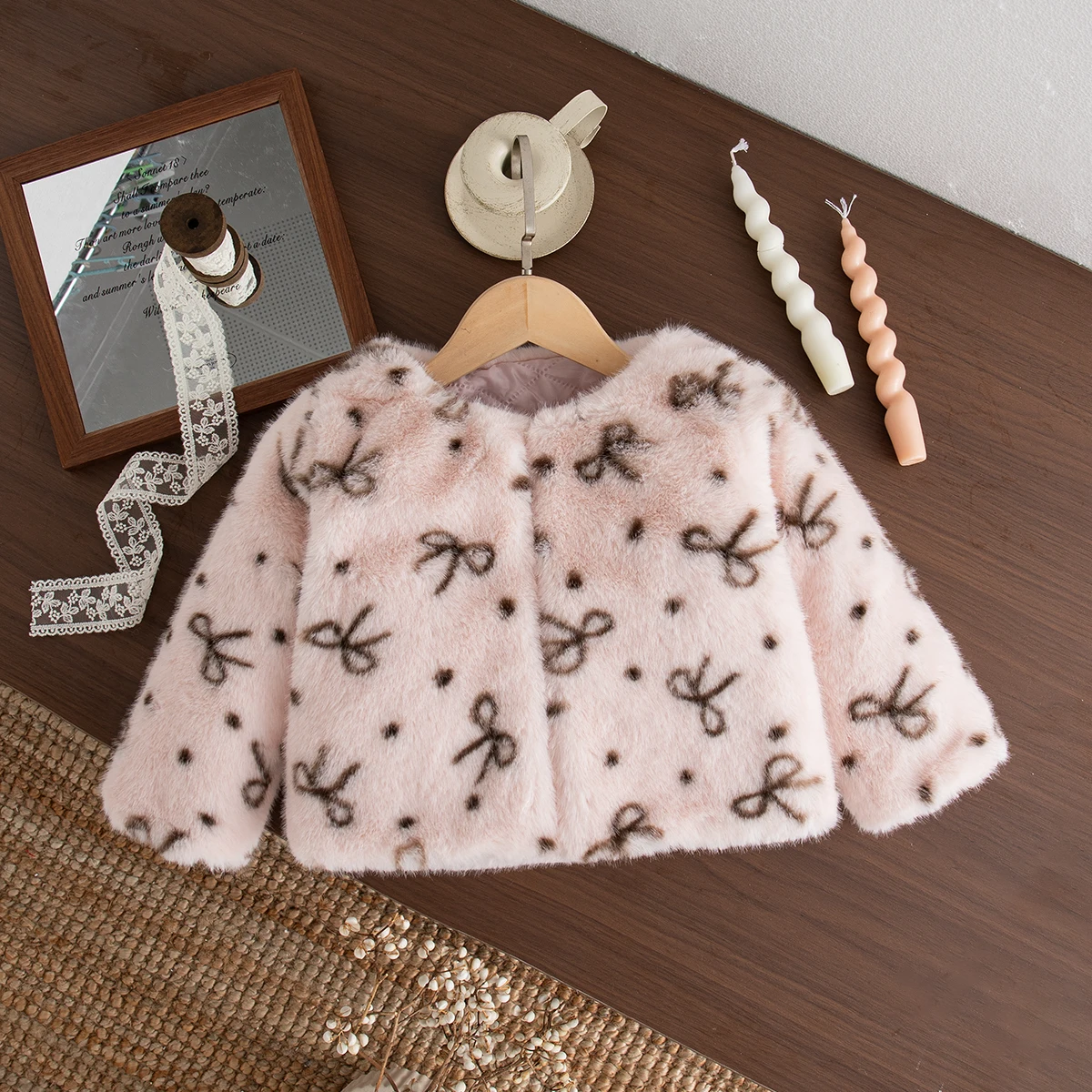 Winter New Thick And Warm Baby Girl Coat, Korean Style Sweet Bow Children'S Long Sleeved Clothes (9 Months - 4 Years Old)