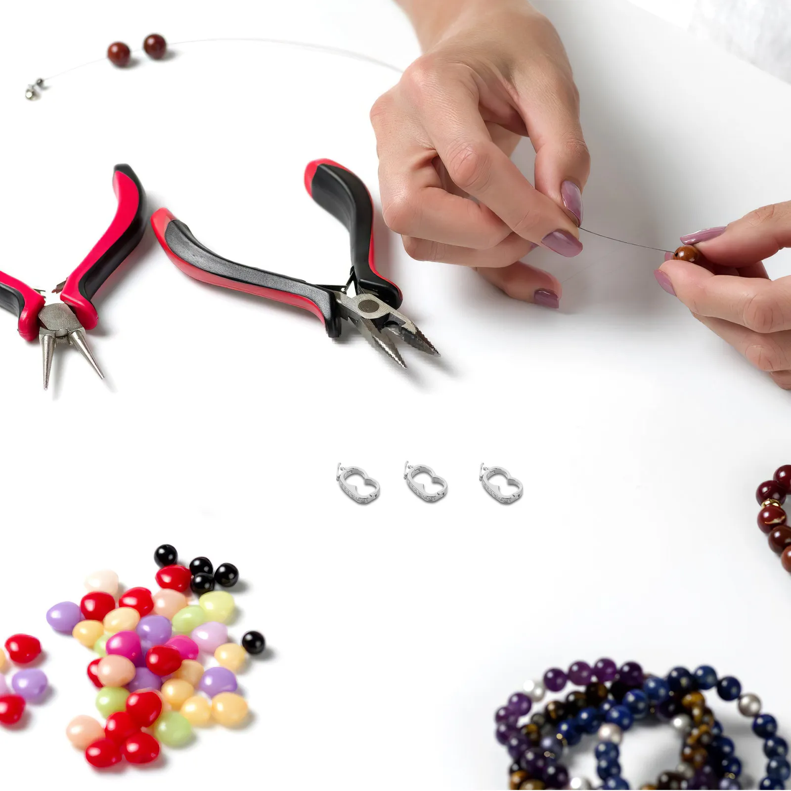 6Pcs Necklace Shortener Clasp Replacement Rhinestone Jewelry Clasps Charm Pendant Hook Chain Enhancer Locking