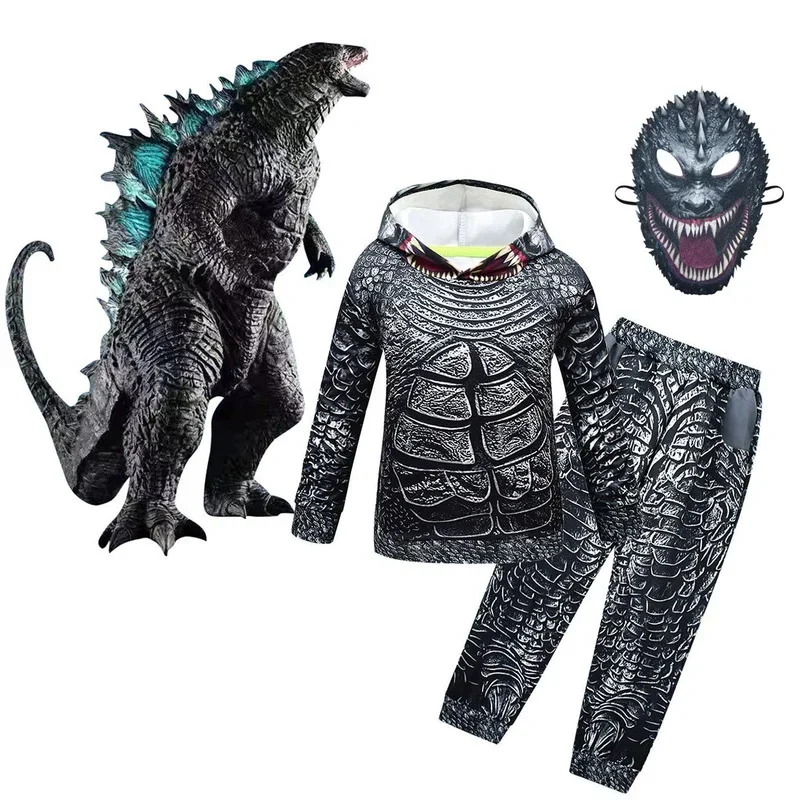 Kids Cosplay Costume Boys Fury Dinosaur Scary Costumes Mask blue black Monster Dinosaur Halloween Party Costume for Boy Girls M1