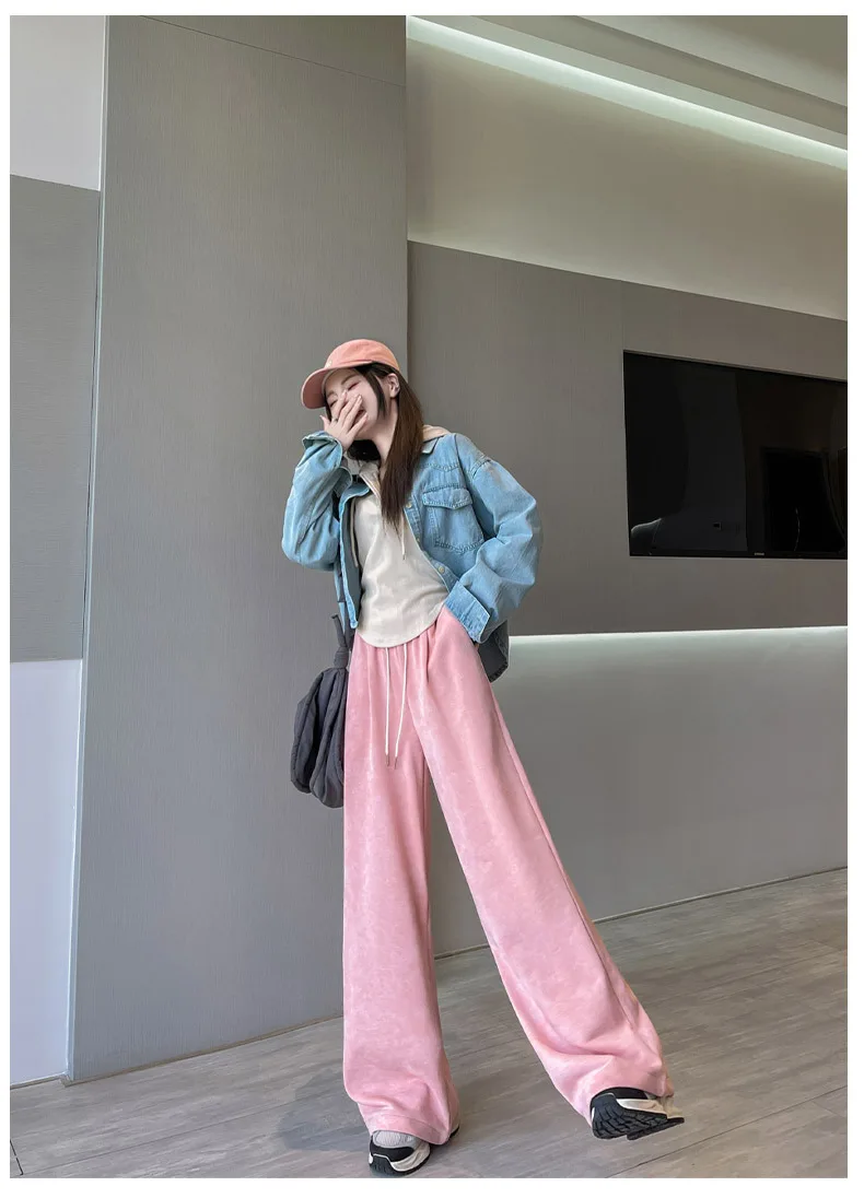 Pantalones de pierna ancha para niñas y mujeres de Japón, tendencia milenaria de otoño, tipo holgado, reunión Social de ciudad, pana elástica que absorbe la humedad