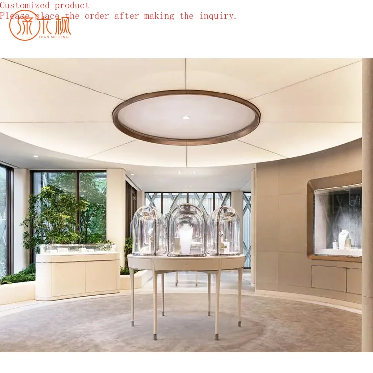 

Best Selling Custom Glass Jewellery Show Case Shop Design Modern Stainless Steel Jewelry Boutique Display Cabinet