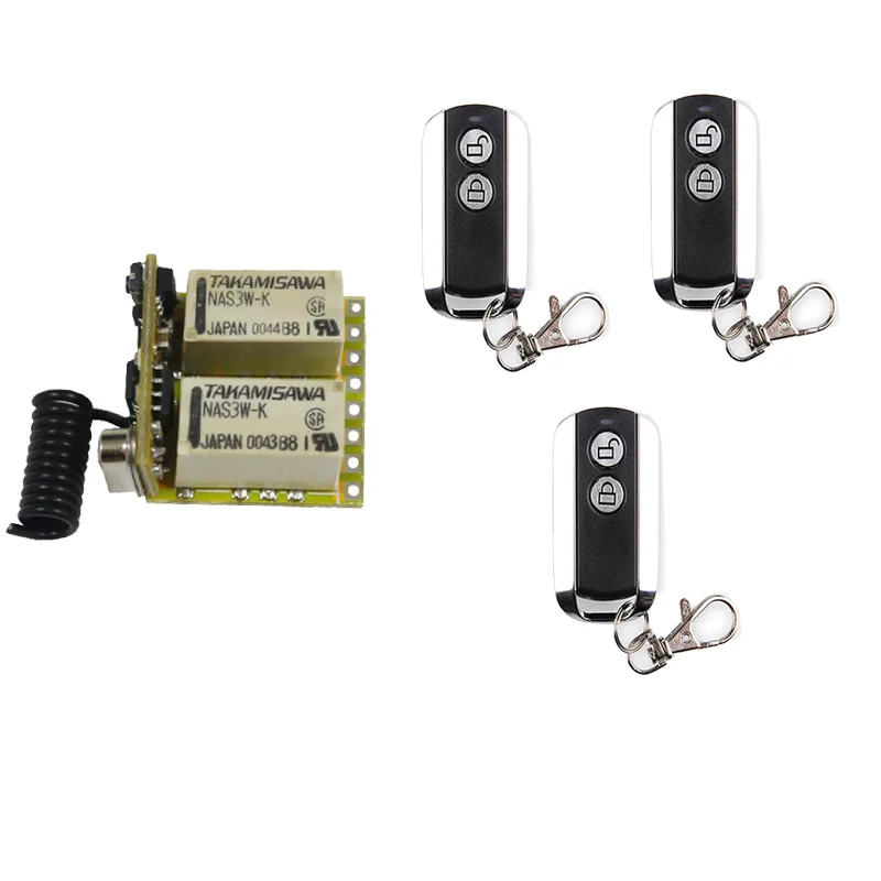 2CH Relay Wireless Remote Control Switch RF Mini Small 3.7v 5v 6v 9v 12v Momentary Controller Module trigger reset button