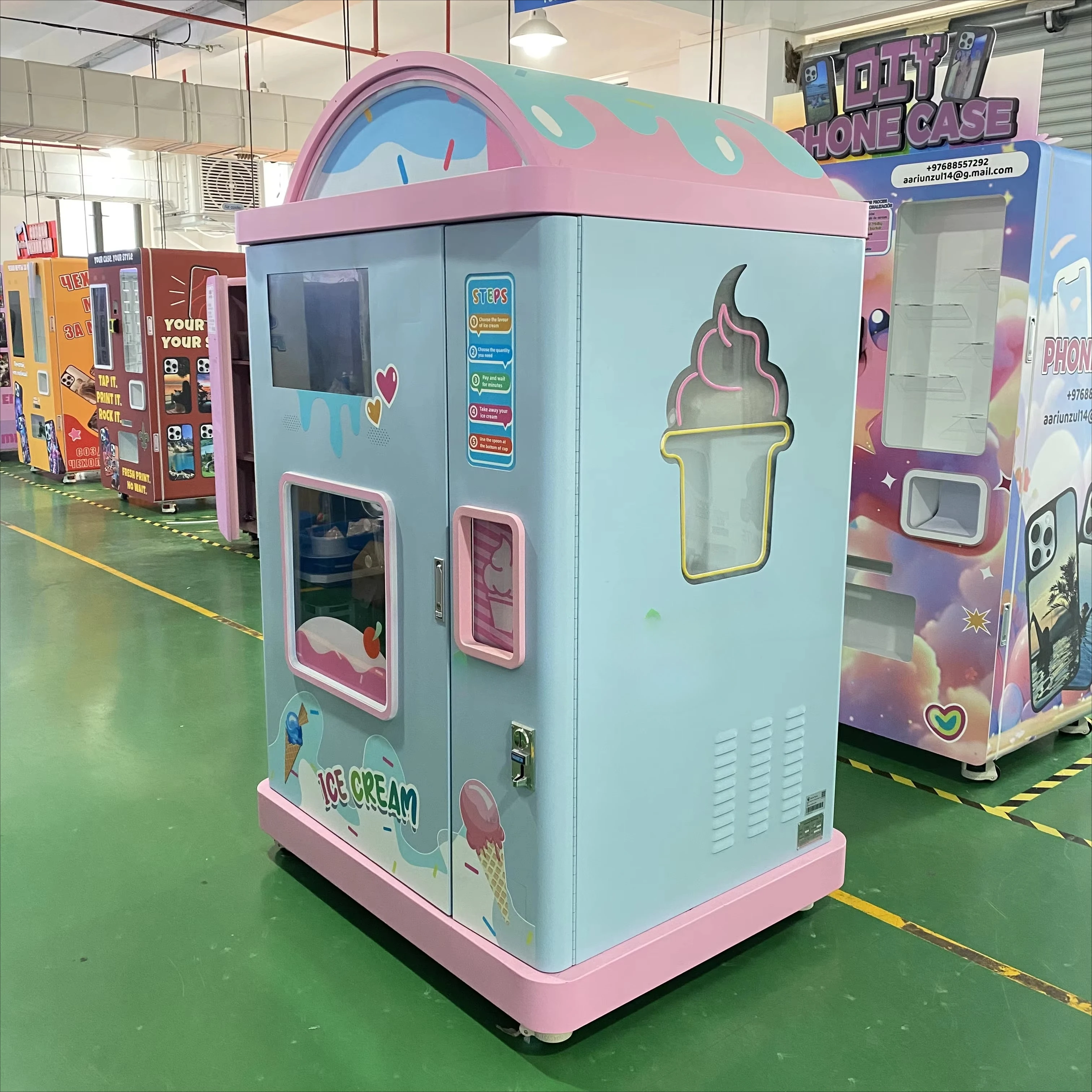 Máquina de Venda Automática de Sorvete Soft Totalmente Automática com Tela Digital Touchscreen Personalizável, Adesivos Decorativos e Função SDK - Sorvete Doce