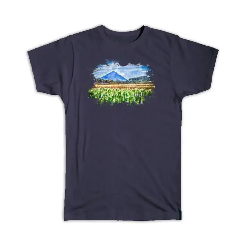 Watercolor Scenary Mountain Flowers Frame T shirt