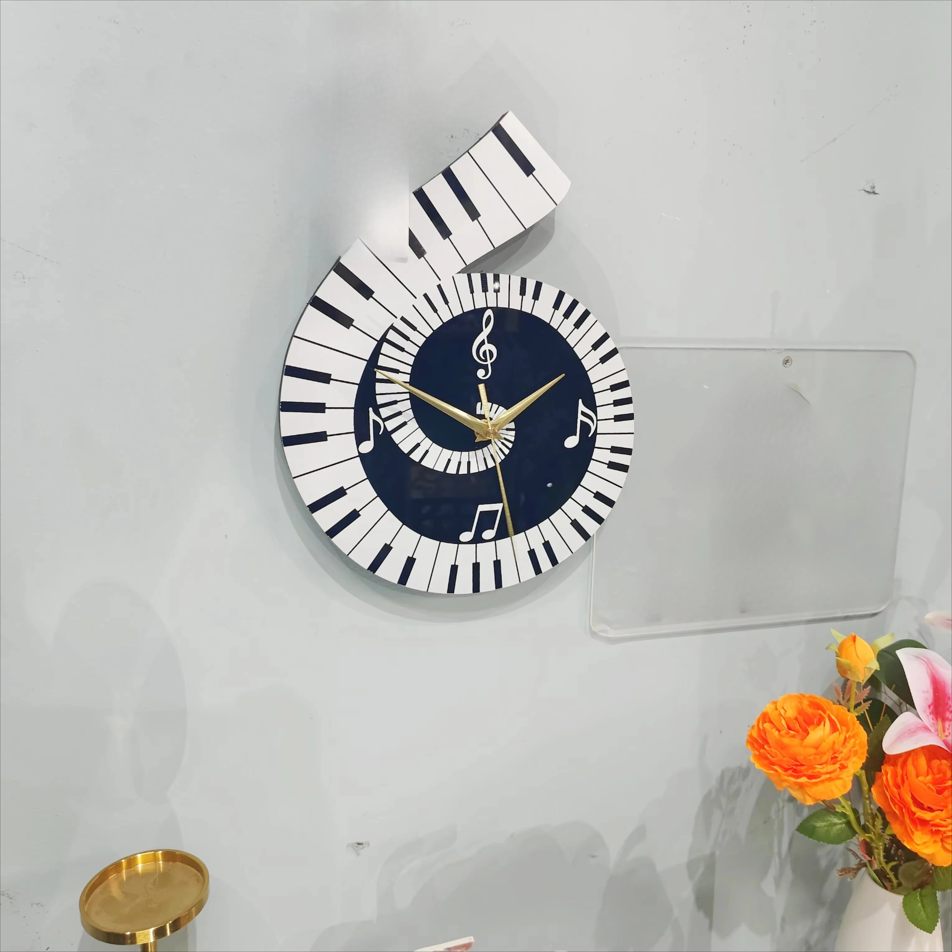 &c 36X50CM High Quality Musical Silent Watch Decorative Wall Clock Notes Irregular Piano Keys Home Decor Hangings Dropshipping