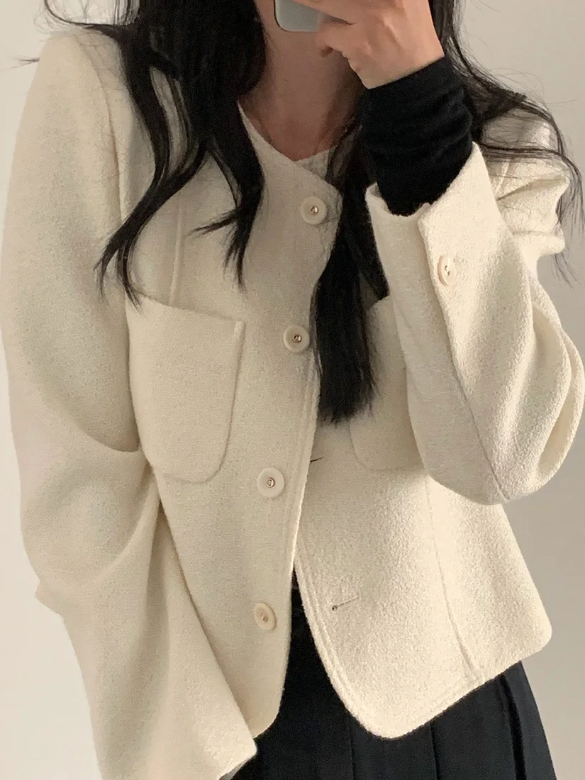 

Chic ort Outerwear Women's Loose Slimming Personali Small Size High-End Feeling Versatile Top Trendy Cotton Fabric Button...