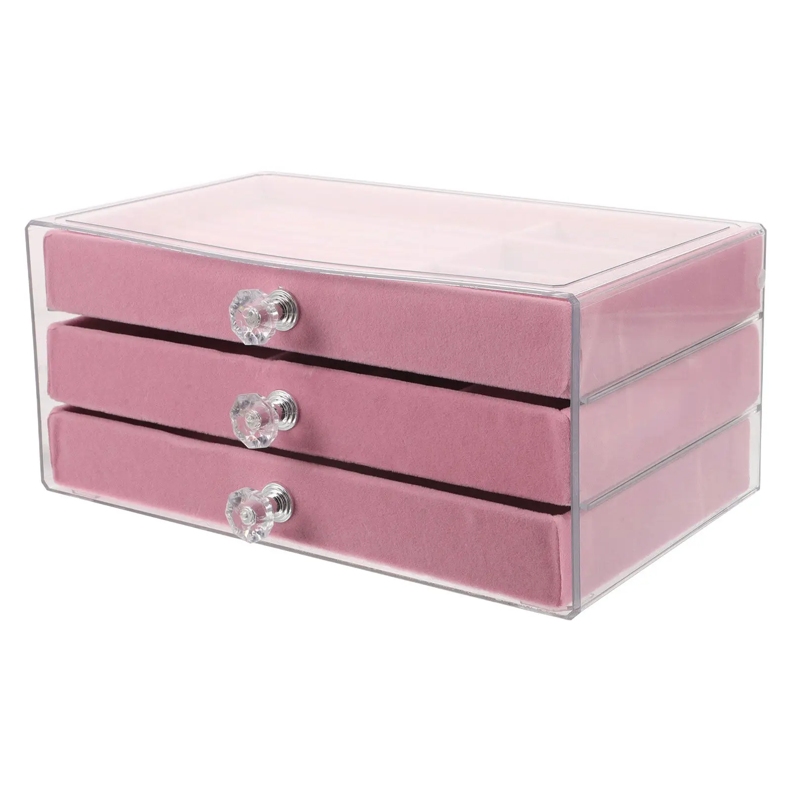 

Трехслойный органайзер для украшений с розовой мягкой подкладкой, футляр для хранения серег, держатель для ожерелий, дорожный кейс для аксессуаров, шкатулка для украшений