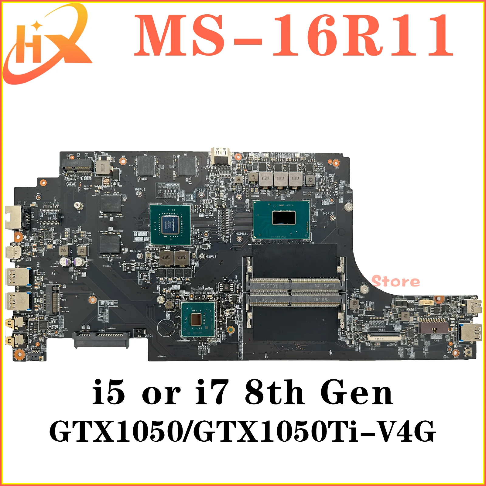 

Mainboard For MSI MS-16R11 MS-16R1 Laptop Motherboard i5 i7 8th Gen GTX1050 GTX1050Ti V4G 100% TEST