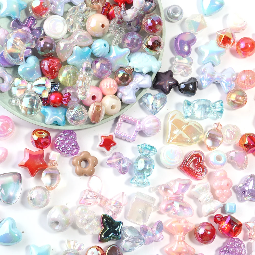 45 جرام مختلط الاكريليك الخرز الملونة الحلو زهرة القوس فضفاض الخرز DIY بها بنفسك صنع المجوهرات قلادة الهاتف المحمول مفتاح سلسلة النتائج #3