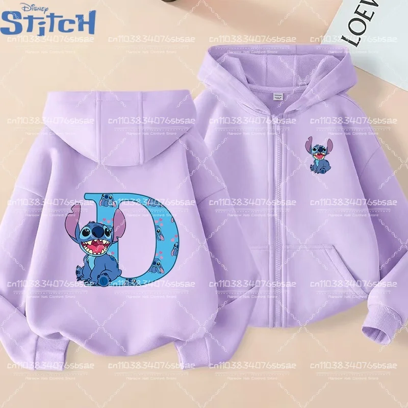 غرزة ديزني رسالة A-Z الأطفال لطيف الكرتون طباعة معطف Kawaii غرزة قلنسوة بسحاب ملابس الاطفال حفلة عيد ميلاد هدية الملابس #5