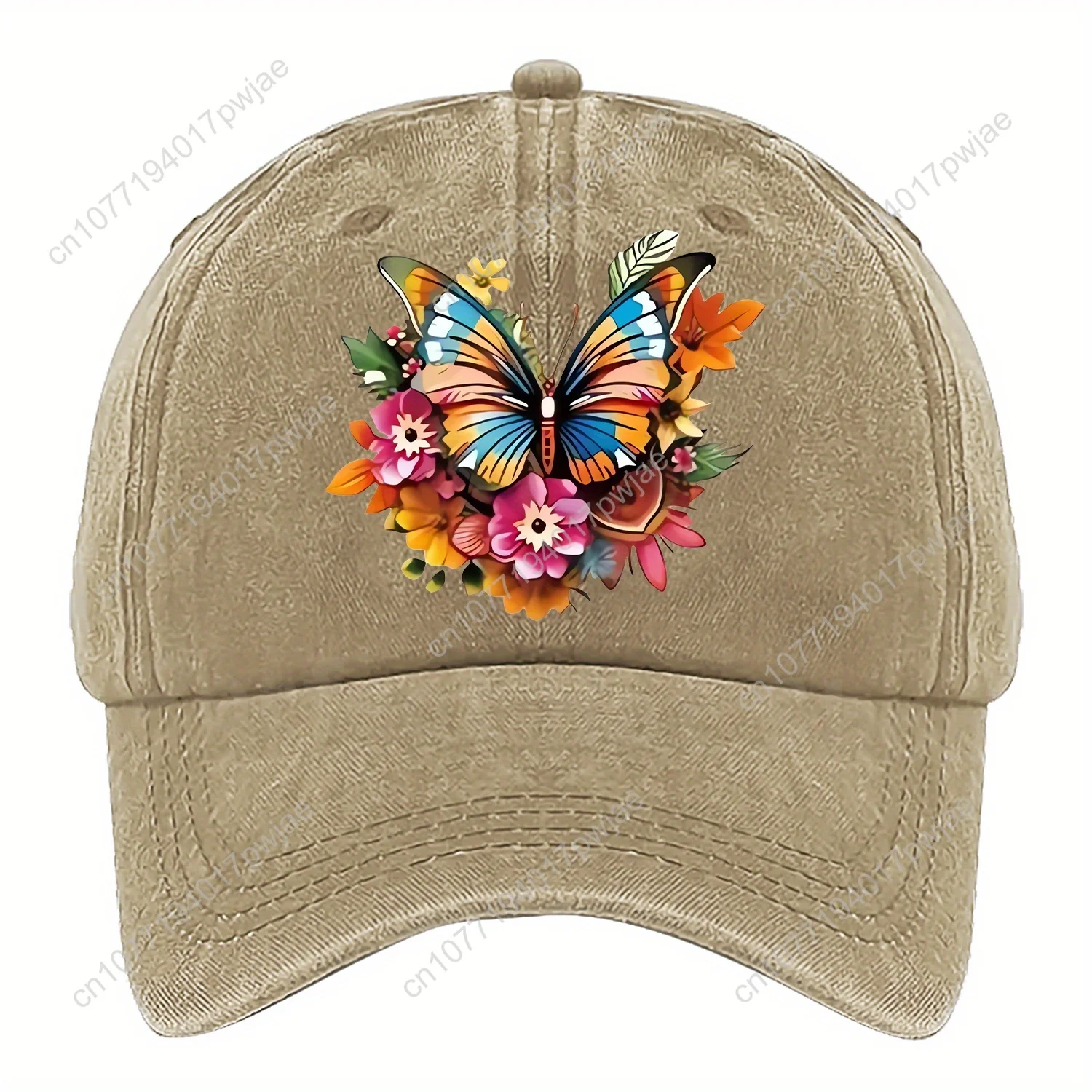 

Women's Floral Butterfly Print Baseball Cap - Adjustable Breathable Hat with Vibrant Colors, Machine Washable & Multi-Color Opti