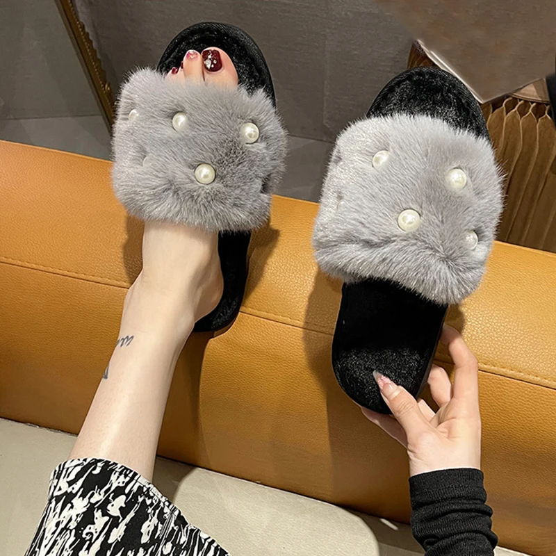 بيرلي رقيق النعال المنزل الشتاء أحذية مصممين غير رسمية النساء 2025 جديد فاخر داخلي أفخم الشرائح الفتيات موضة الأحذية الأنيقة #2