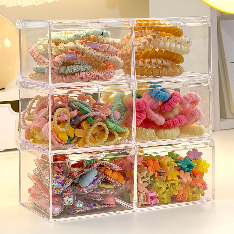 Jewelry Storage Box - Hair Accessory Hair Band Elastic Hair Clip Organizing Tool - Divided Acrylic Jewelry and Accessories Hair