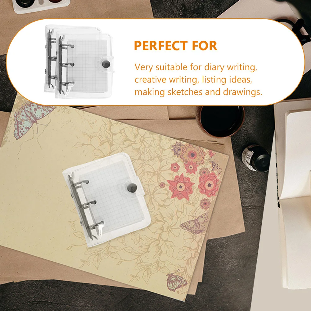 

2 set 2 Sets Portable Loose-Leaf Notebook Double Buckle Cute Patterns Decorative Scrapbook For Travel Office School Planning