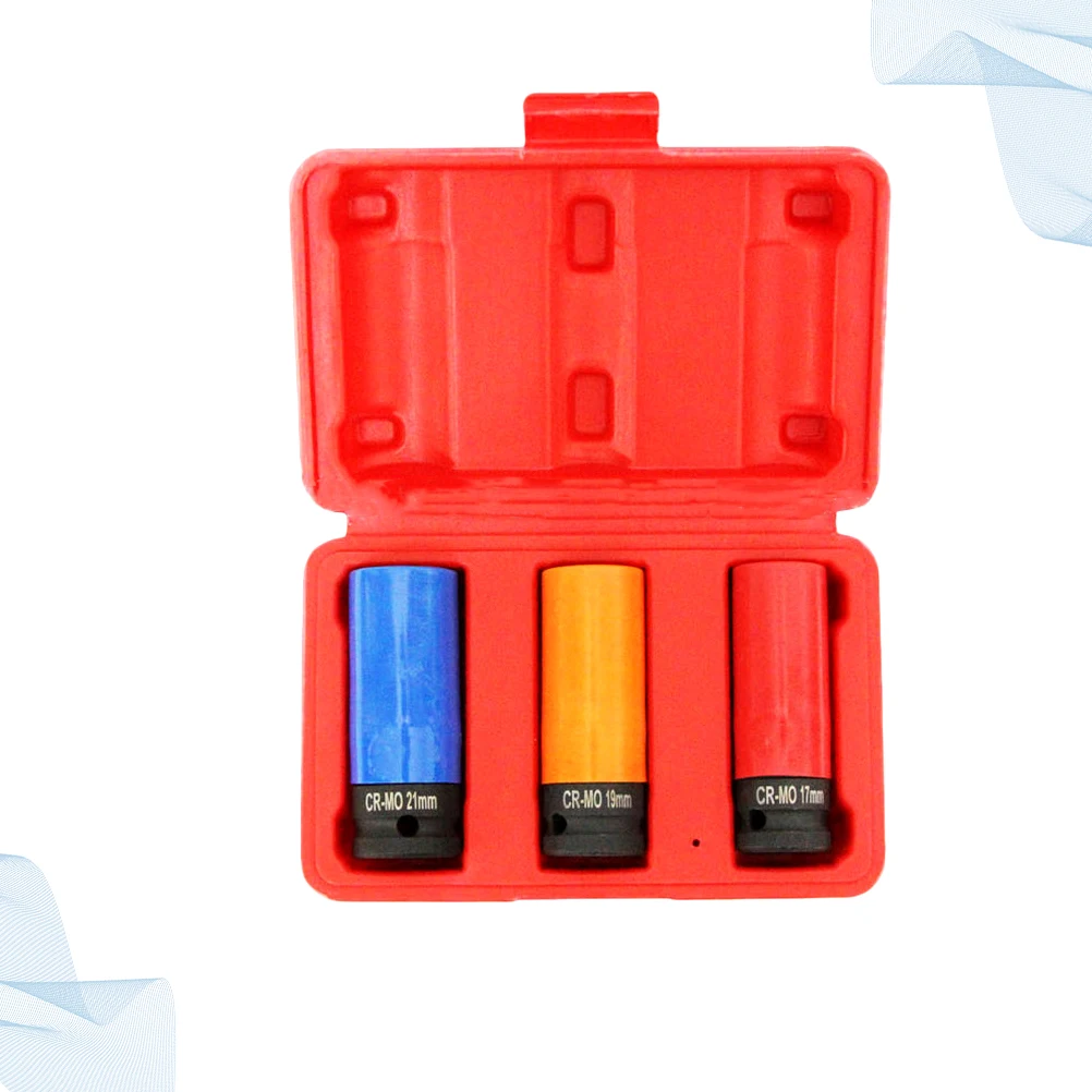 

3pcs 17Mm 19Mm 21Mm Color Sleeve Alloy Thin Wall Wheel Sleeve For Car Disassembly Orange Durable Lightweight Portable Car Tire
