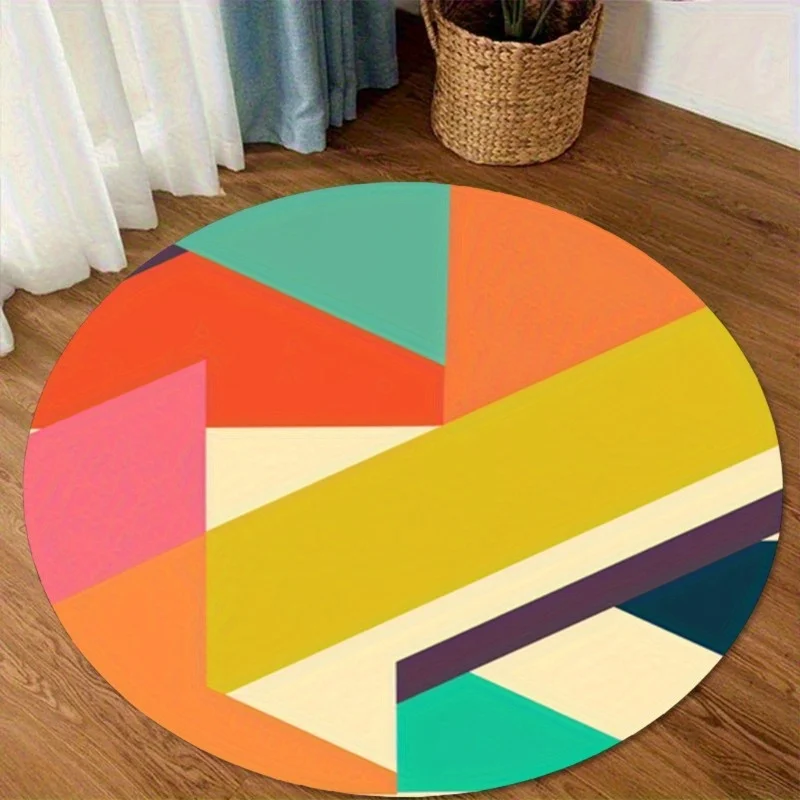 

Круглый фланелевый коврик для дома, винтажный геометрический круглый ковер в современном стиле для спальни, полиэстер, фланель