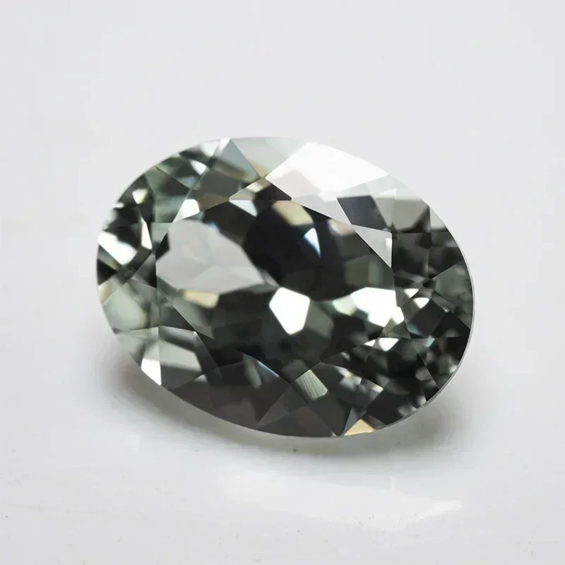 

L-Lab Grown Sapphire Green Color Oval Cut Charm Bead for Diy Jewelry Making Pendant Ring Gift Selectable Certificate