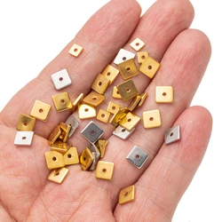 50Pcs 5/6/8mm Stainless Steel Gold Does Not Fade Square Flat Loose Spacer Beads DIY Bracelets Jewelry Making Supplies Accessorie