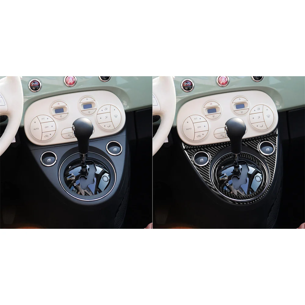 

Car Panel Decorative Stickers for Fiat 500 12-15 Gear Panel Carbon Fiber Decorative Trim 3 Pieces
