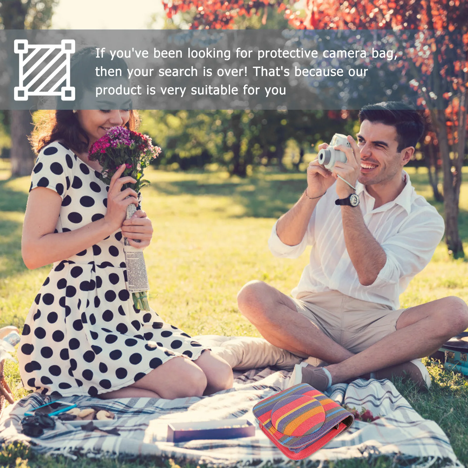 

1Pcs Instant Camera Case Canvas Pouch Adjustable Strap Protective Bag for 8 9 Hiking Camping Photography