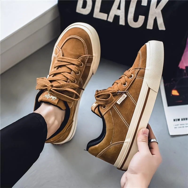 

Повседневные мужские низкие кеды из матовой коричневой кожи с защитой от запаха, дышащие, грязеотталкивающие, для студентов, белые