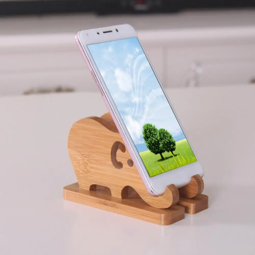 Cute Creative Phone Holder Bamboo Elephant Anti-slip Mobile Phone Holder Stand Bracket Table Decor Gift