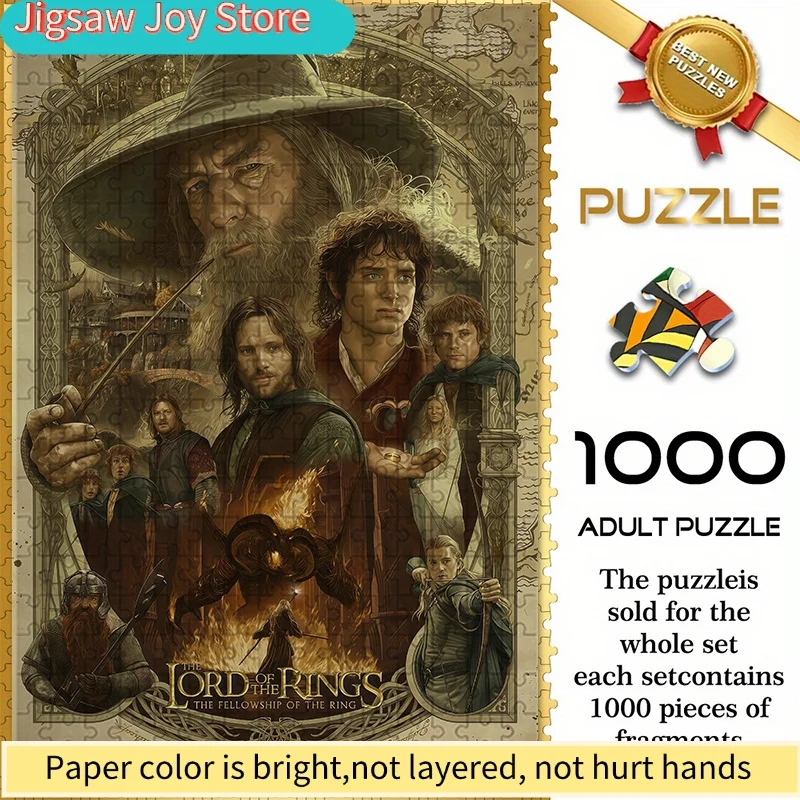 

Бесшовный пазл Warner Bros. Z12.1-42, винтажный постер с персонажами из «Властелина колец» (Властелины кольца), прочный, утолщенный, D-форма.