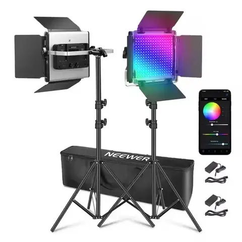 .NEEWER 660 PRO II 2 Pack Upgraded RGB LED Video Light|Creative Special Scenes|Smart Wireless App Control|Stable and Flexible
