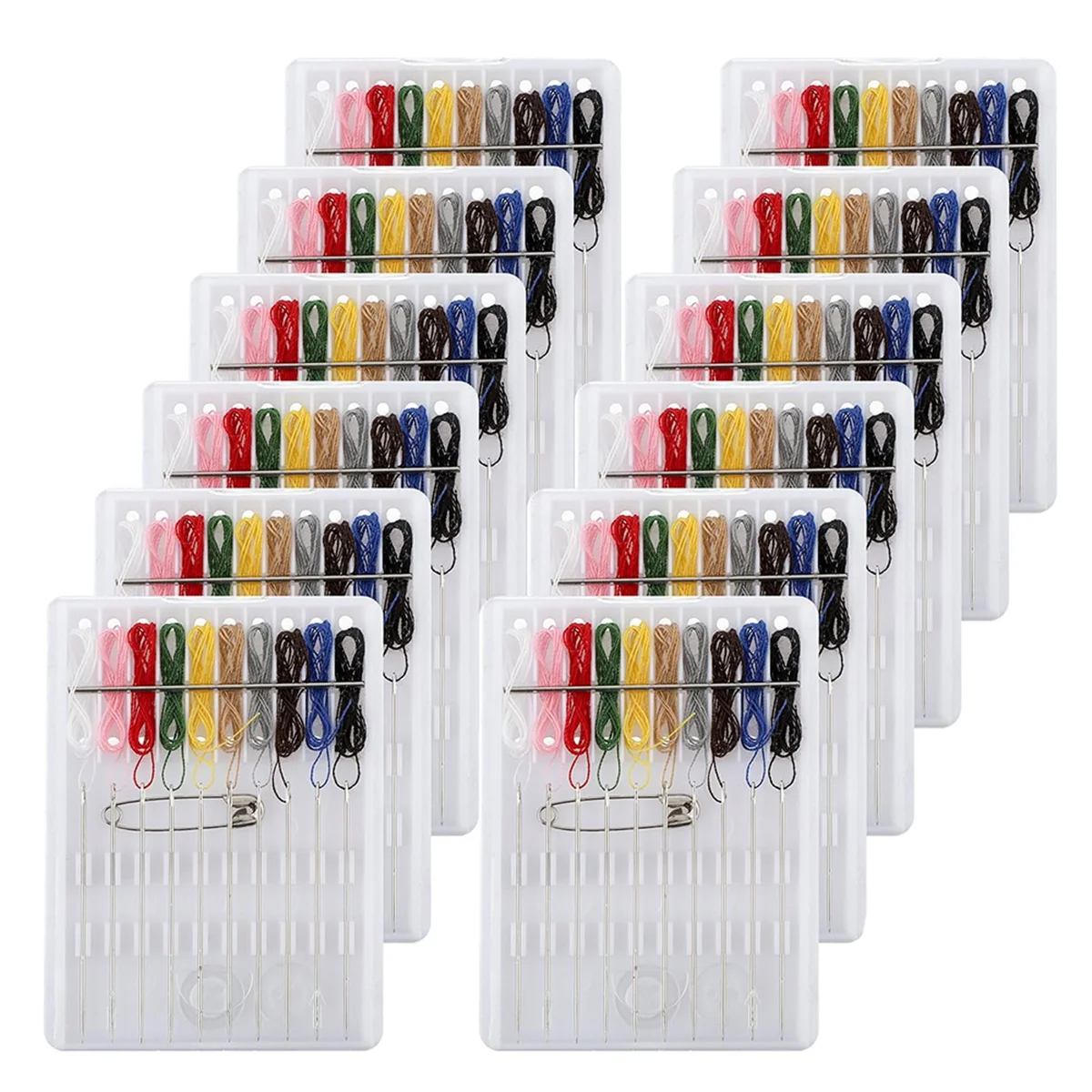 JAS-12 Boxes Sewing Kit Mini Sewing Kit Quick Fix Sewing Kit Travel Emergency Sewing Kit Pre Threaded Needle and Thread Kit