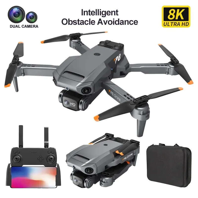 Nuovo Drone RC P8 con fotocamera HD 8K evitamento ostacoli Drone pieghevole 8K fotografia aerea Quadcopter giocattoli aerei telecomandati