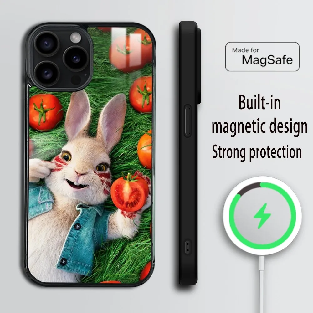 Cute P-Peter R-Rabbit Phone Case For iPhone 16 15 14 13 12 11 Pro Max Plus Mini Magsafe Mirror Wireless Magnetic Cover