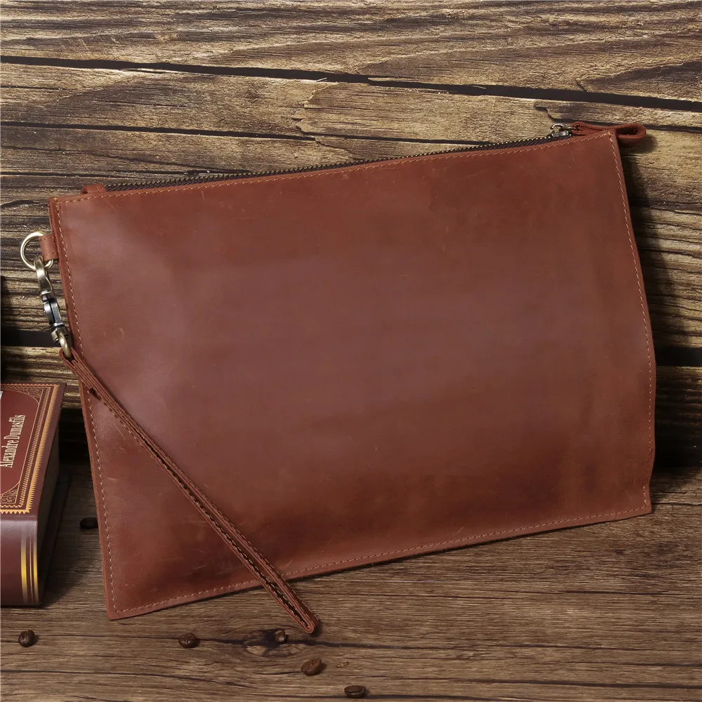

Handmade Leather Men's Wallet Top Layer Cowhide Large Capaci Envelope Bag Vintage Simple New Original