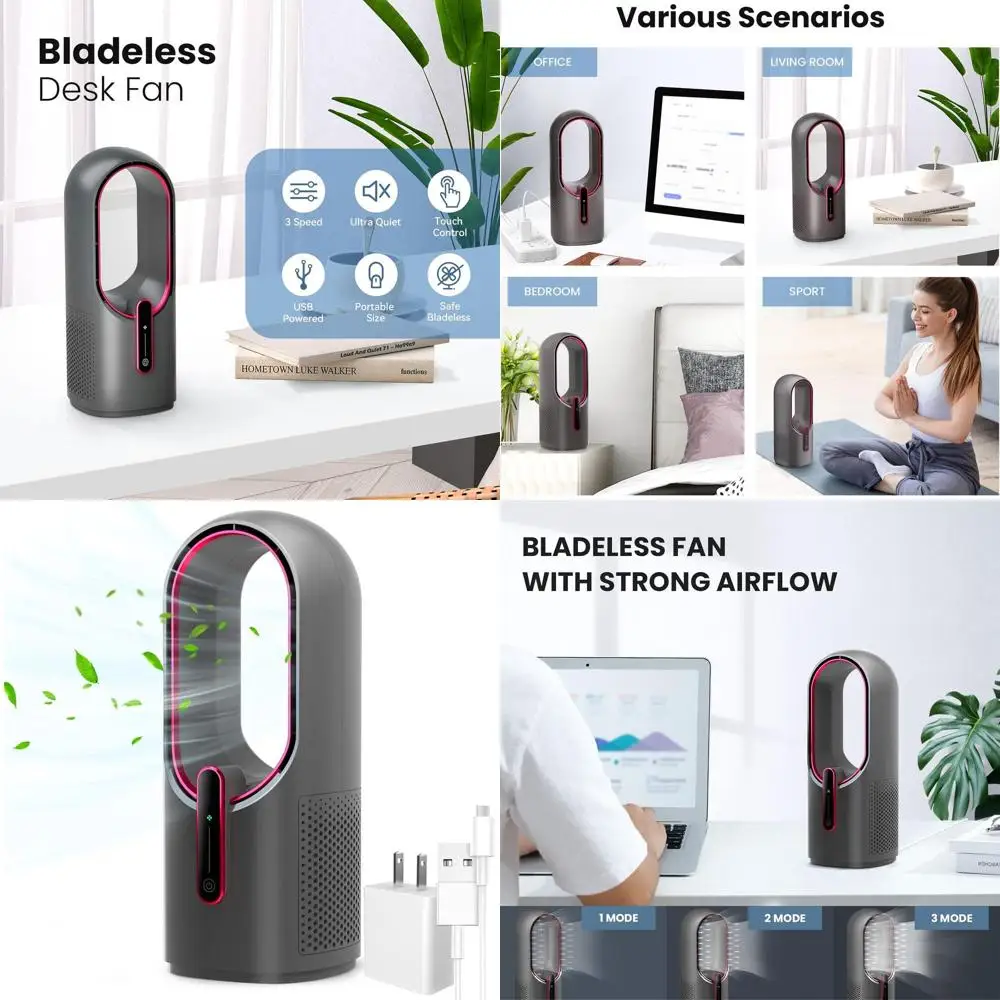 

Компактный настольный вентилятор 11,8 дюйма, 3 скорости, бесшумная работа, сенсорное управление, легко чистится, идеально подходит для дома и офиса