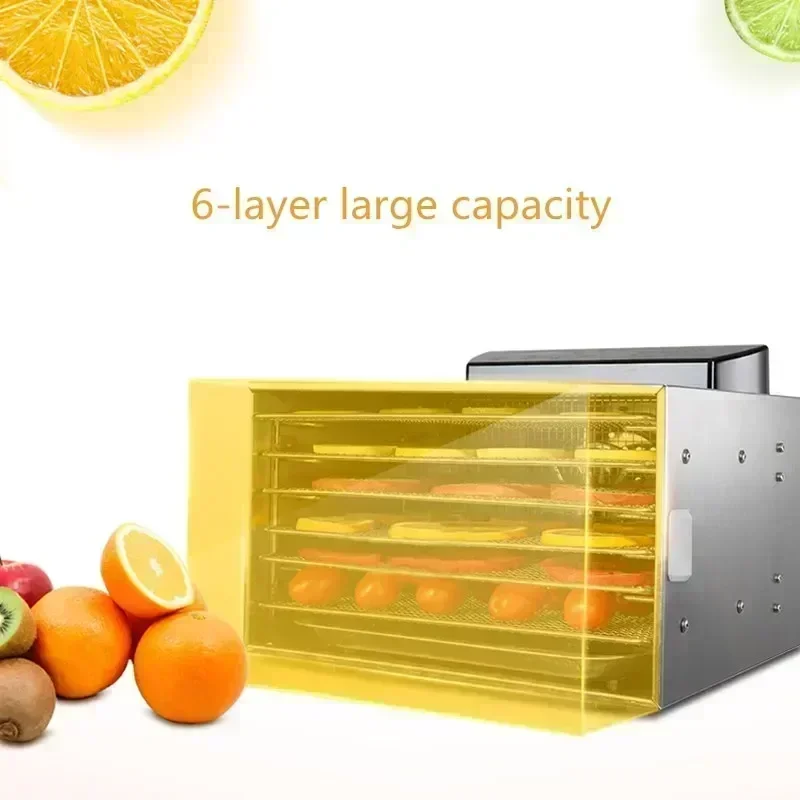 6 - Tier Fruit - Drying Food Dryer. Compact Household Dehydrator for Wing Beans and Pet Snacks. Voltage Information.