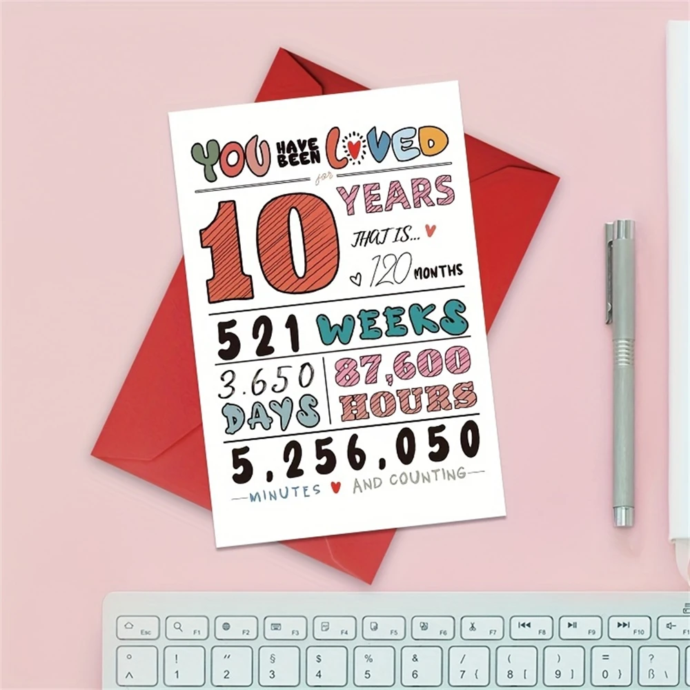 1pc,Funny 10th Birthday Card for Girls Boys, Colorful 10 Years Old Greeting Gift for Children, Best Gift Decorations for Ten Yea
