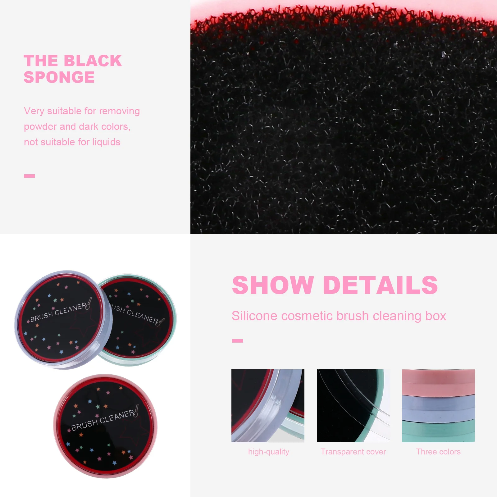 3 Pudełka do czyszczenia kosmetyków Gąbka Żel krzemionkowy Cień do powiek Mydło do czyszczenia Przenośne Lekkie Narzędzia do czyszczenia pędzli do makijażu