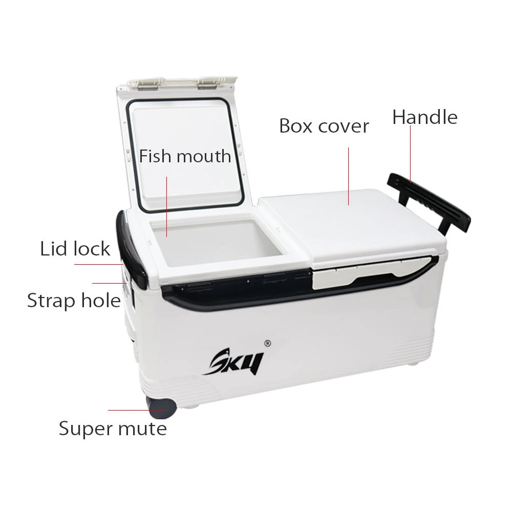ZYZHE 45L Fishing Tackle Box Large Capacity Telescopic Drawbar Design with Wheel Keep Temperature Fishing Tackle Storage Case