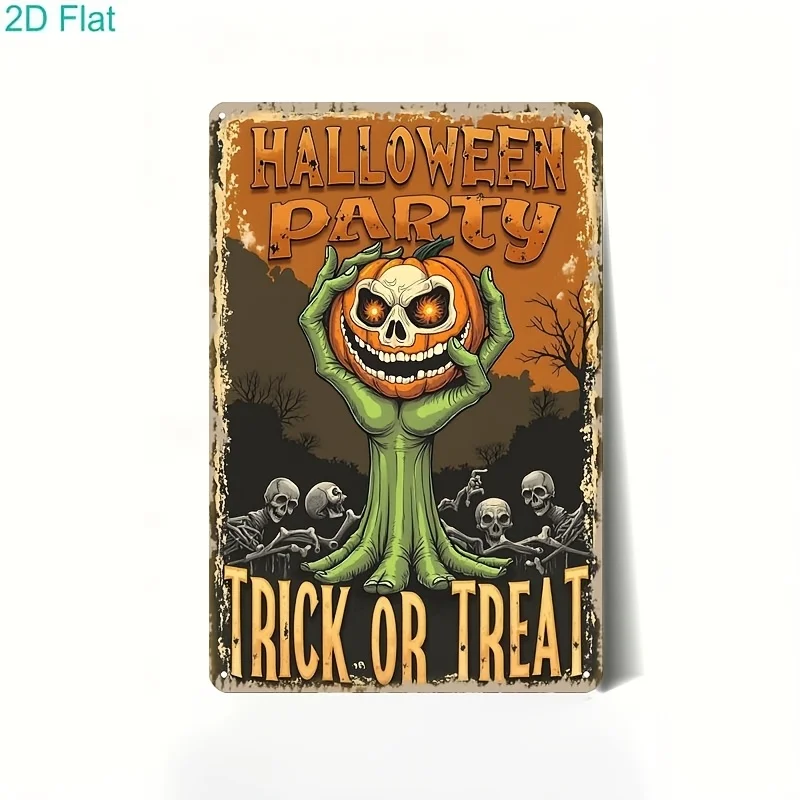 CIFBUY Spooky Halloween Pumpkin Zombie Hand Tin Sign Waterproof Durable Aluminum Wall Art for Home Bar Garage Outdoor Decor