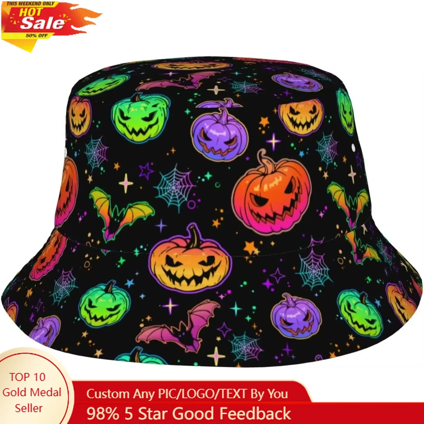 

Halloween Bucket Hat for Women Men Watercolor Gothic Skull Hat Holiday Party Cap Outdoor Travel Sun Caps