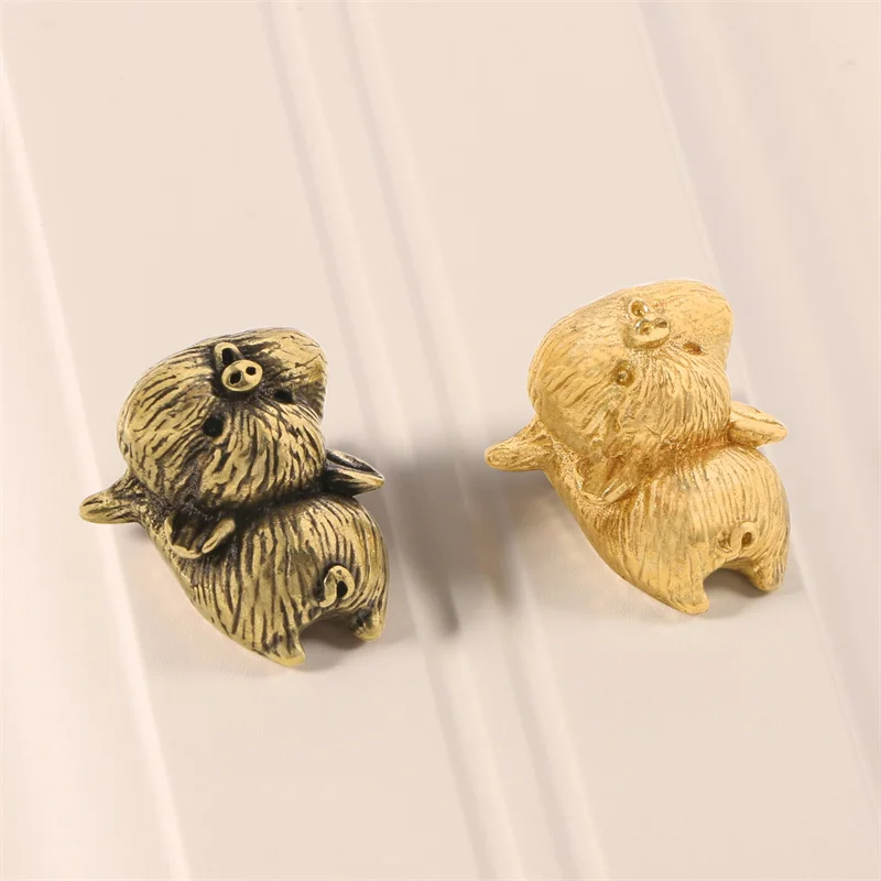 Golden Piggy Furnitue Handle And Knob Full Brass Wardrobe Knobs Single Hole Animal Drawer Cupboard Door Handles Kitchen Pulls
