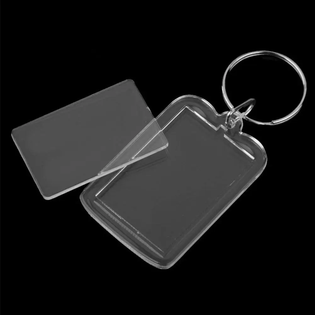 EF-Lot 10Pcs 열쇠 고리 DIY 분리형 흰색 직사각형 사진 프레임 열쇠 고리 3.3X5cm
