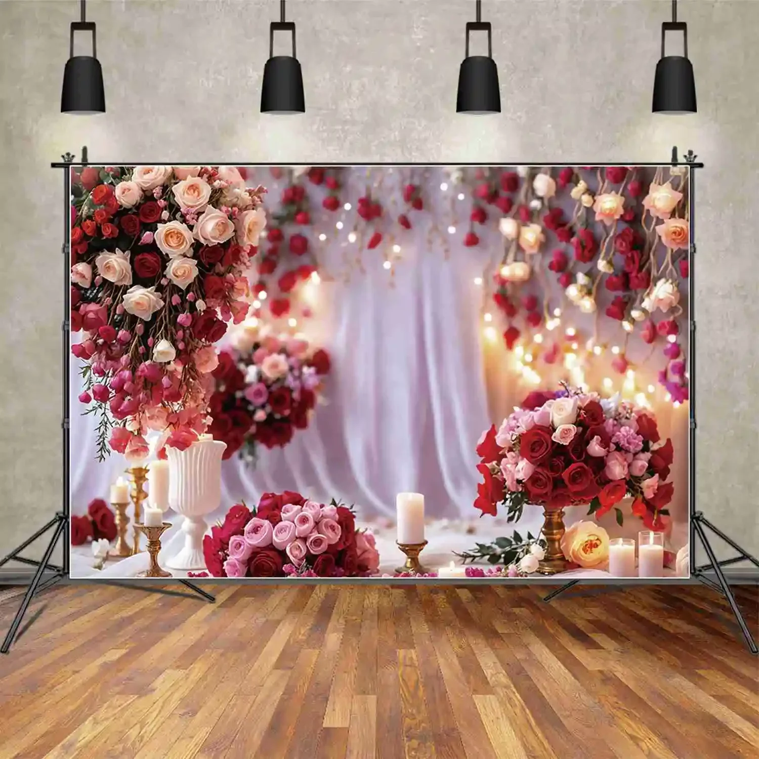 MOON.QG عيد الحب 14 فبراير باب التصوير خلفية ستارة حمراء بريق روز التصوير خلفية زوجين استوديو فوتوزون