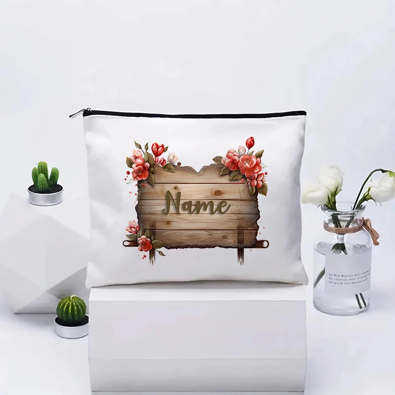 Lady Personalise Custom Name Makeup Bag Wedding Makeup Bag Single Makeup Bag Travel Canvas Inner Lining Gifts for Lady Organizer
