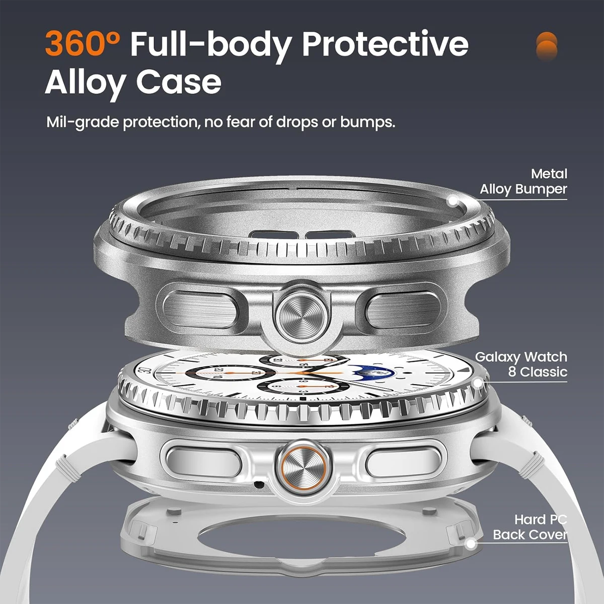 Metal Case For Samsung Galaxy Watch 8 Classic 46mm Metal Armor Drop Resistant Protector Cover For Galaxy Watch 8 Classic 46mm