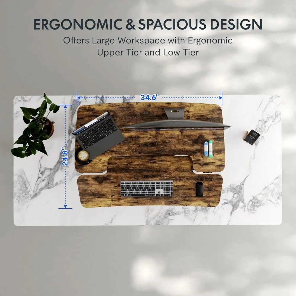 Electric Height Adjustable Desk Converter, Motorized Riser for Computer Monitors, Laptop Workstation, Desk Space Saver