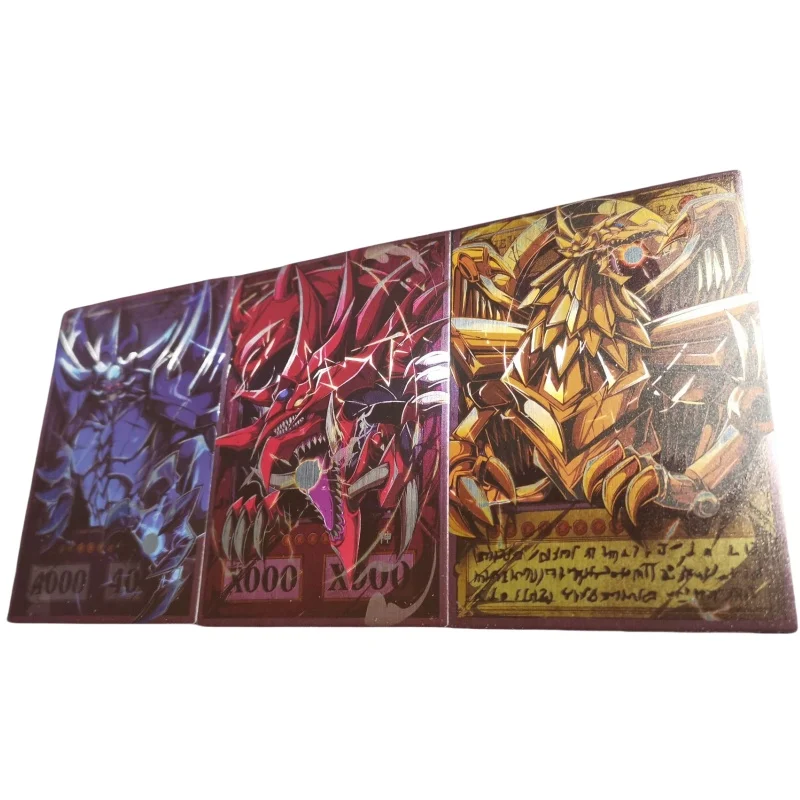 Tarjeta Flash Yu-Gi-Oh Dios egipcio DIY proceso de flash Normal un conjunto de 3 hojas colección de Anime figuras de juguete de acción regalos para un amigo