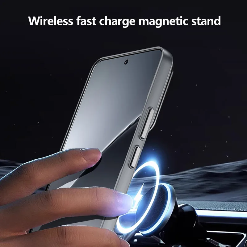 حافظة هاتف مغناطيسية بحامل معدني لهاتف Magsafe لهاتف Xiaomi 15 Pro 15 غطاء حماية للعدسة Macsafe
