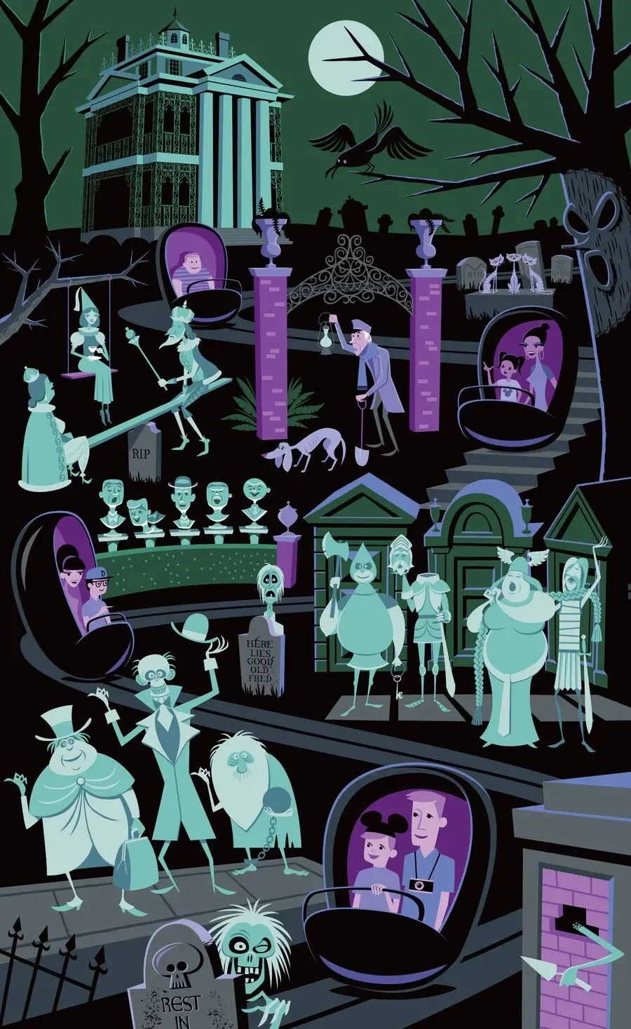 Josh Agle SHAG Haunted Mansion Art Picture Print Silk Poster Living Room Decor Home Wall