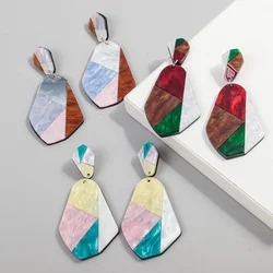 FishSheep Statement Geometric Splicing Big Acrylic Dangle Earring for Women Trendy Irregular Resin Drop Earring Jewelry Gifts