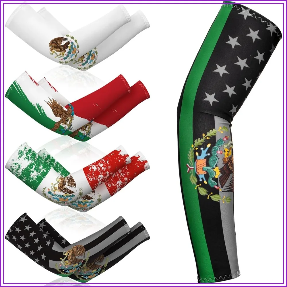 Mexican USA Puerto Rico Flag Arm Sleeves Set